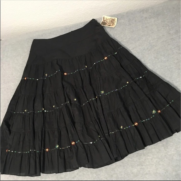 Lapis Skirts Lapis Peasant Boho Full Midi Skirt Large Long Tiered